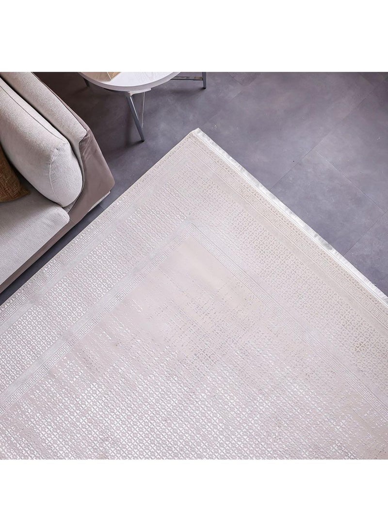 Pearl Artsilk Rug  Polyester Area Rug Floor Covering L340xW240cm-White & Cream