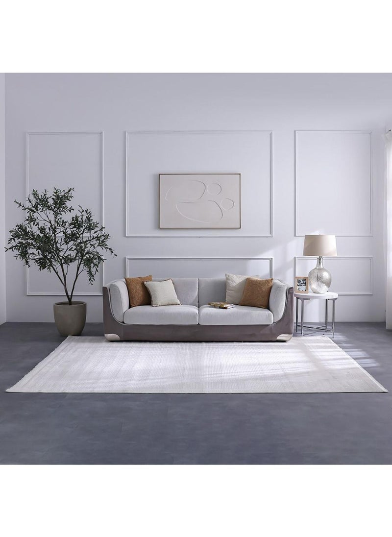 Pearl Artsilk Rug  Polyester Area Rug Floor Covering L340xW240cm-White & Cream