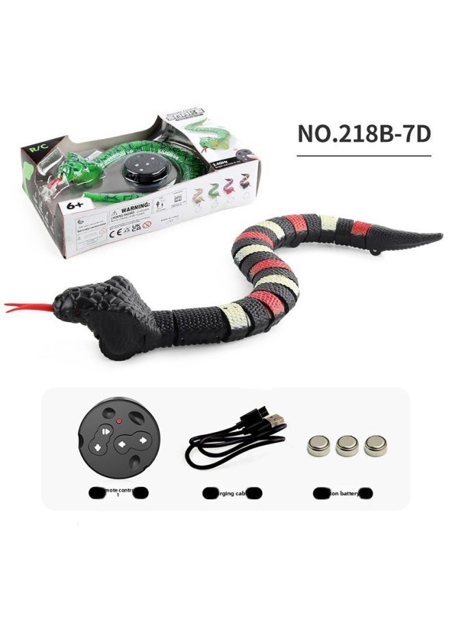 Children's Funny Remote Control Snake Cobra Remote Control Mouse Electronic Pet Infrared Remote Control Simulation Electric Toy-color:218B-7D Cobra Black 215g-Specifications:Support Labeling And Qualification Reports  - Image 1