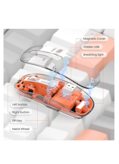 Transparent Mouse Three-mode Connection Transparent Modes Adjustable DPI wireless Mouse Superior Performance Gaming Mouse for Laptop BT Gaming Mouse
