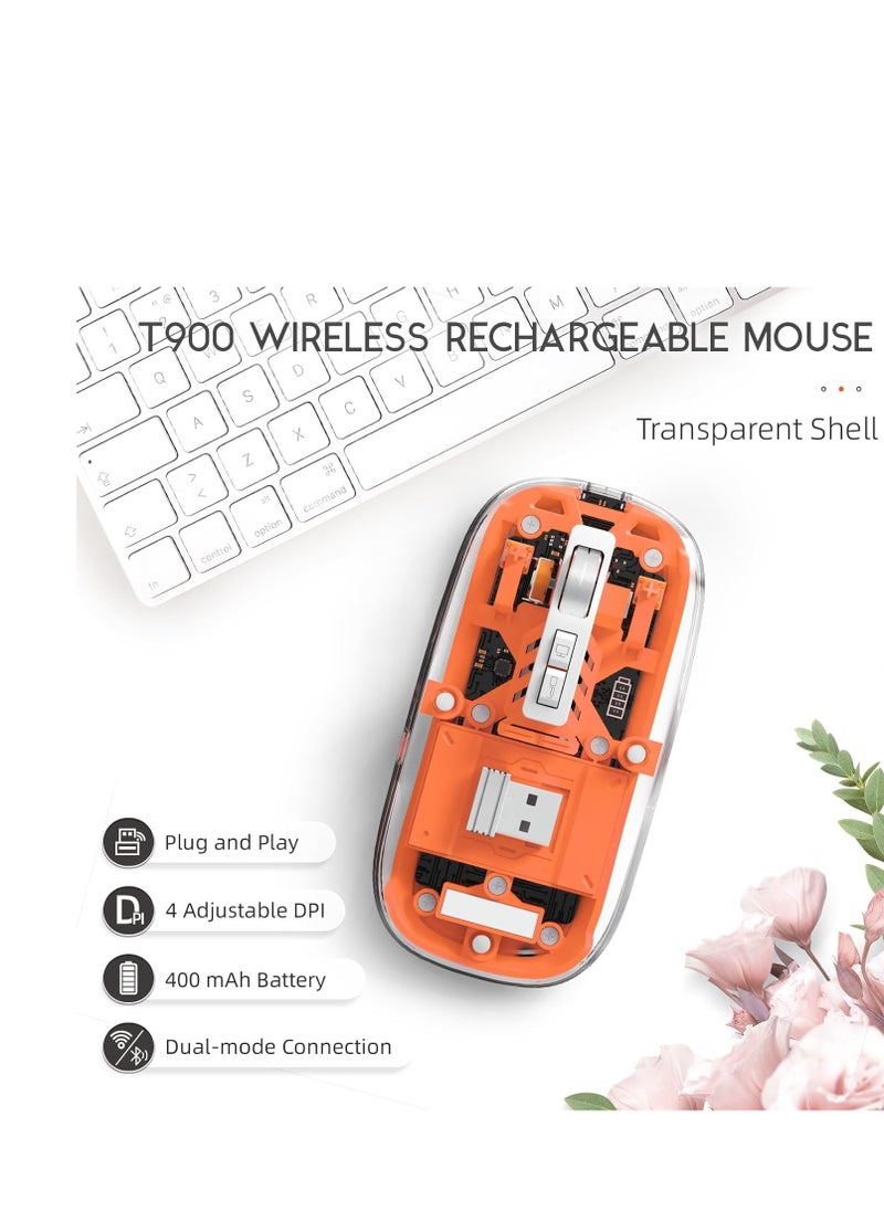 Transparent Mouse Three-mode Connection Transparent Modes Adjustable DPI wireless Mouse Superior Performance Gaming Mouse for Laptop BT Gaming Mouse