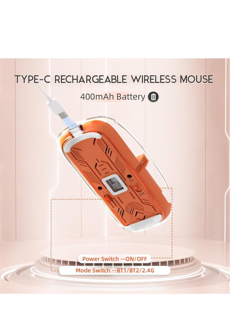 Transparent Mouse Three-mode Connection Transparent Modes Adjustable DPI wireless Mouse Superior Performance Gaming Mouse for Laptop BT Gaming Mouse