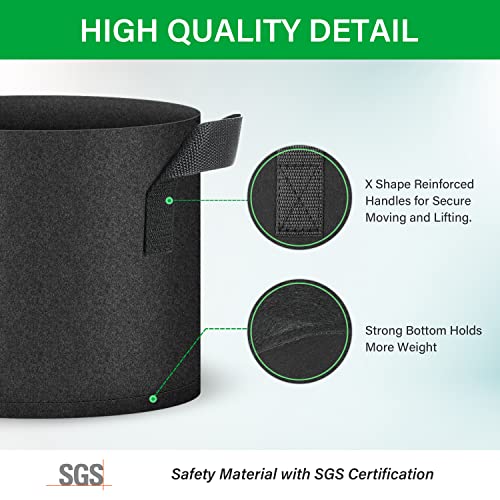 YSSOA 5-Pack 7 Gallon Grow Bags, Aeration Nonwoven Fabric Plant Pots with Handles, Heavy Duty Gardening Planter for Potato, Tomato, Vegetable and Fruits, Black - Image 5