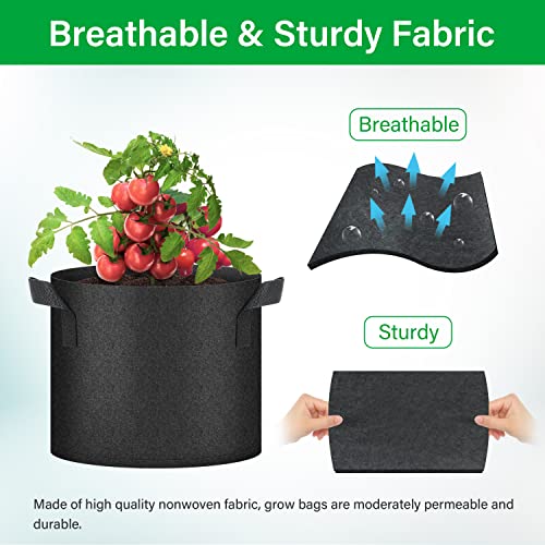 YSSOA 5-Pack 7 Gallon Grow Bags, Aeration Nonwoven Fabric Plant Pots with Handles, Heavy Duty Gardening Planter for Potato, Tomato, Vegetable and Fruits, Black - Image 4