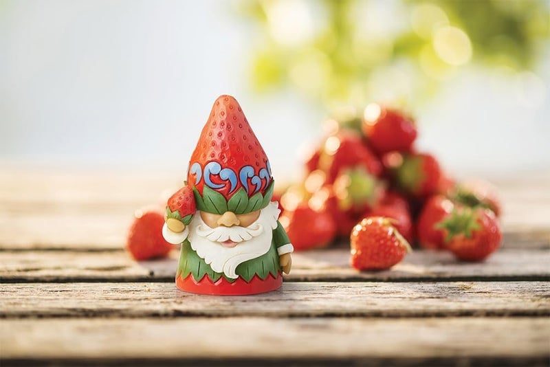 Enesco Jim Shore Heartwood Creek Gnome with Strawberry Hat Figurine- Stone Resin Hand Painted Crafted Collectible Gnomes Mini Figurines Home Decor Statue, 3.86 Inch - Image 1