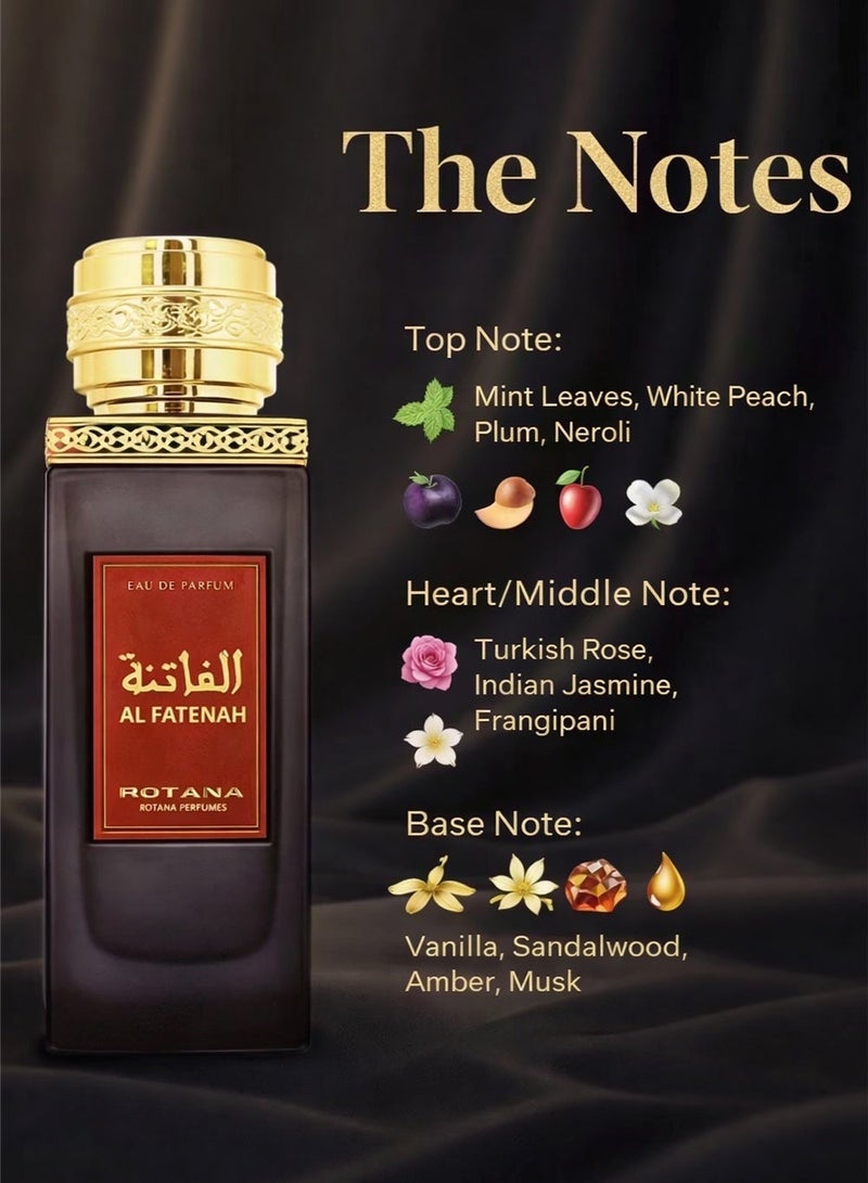 عطور روتانا روتانا الفاتنة أو دو بارفيوم 100 مل – عطر عربي يونيسكس فانيليا وعنبر طويل الثبات بنفحات النعناع والخوخ والورد والمسك - Image 2