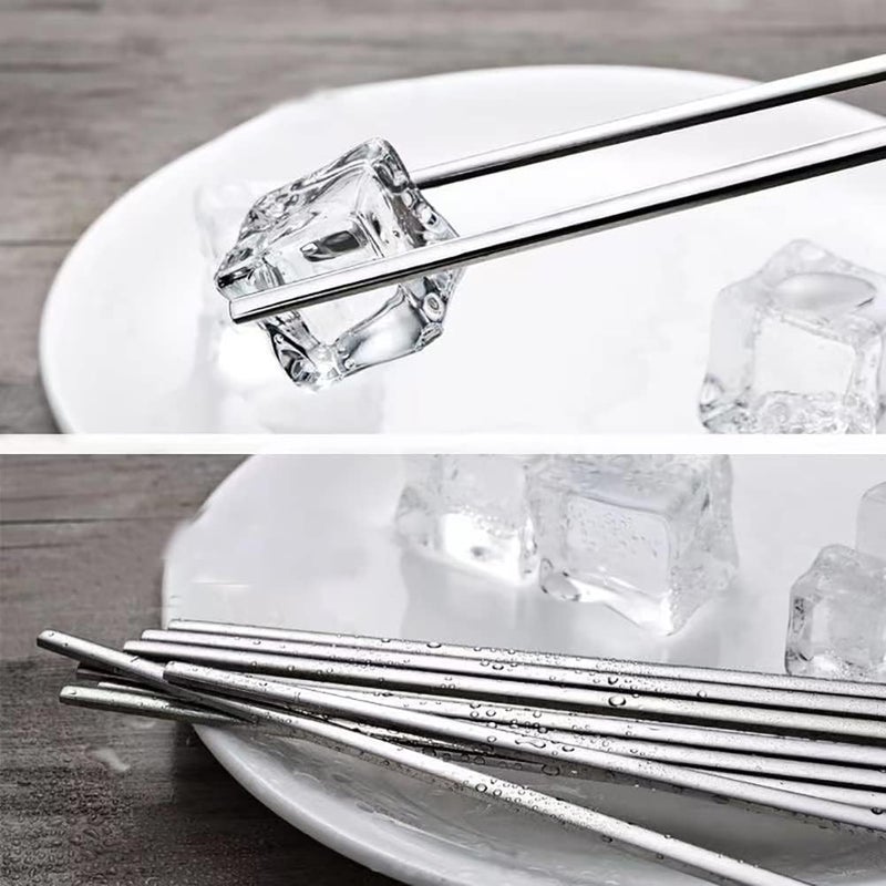YAPULLYA Korean Metal Chopsticks and Spoons Set, Reusable Stainless Steel Flatware Chopsticks and Spoons with long-hand, set of 3 (Lucky Clover) - Image 3