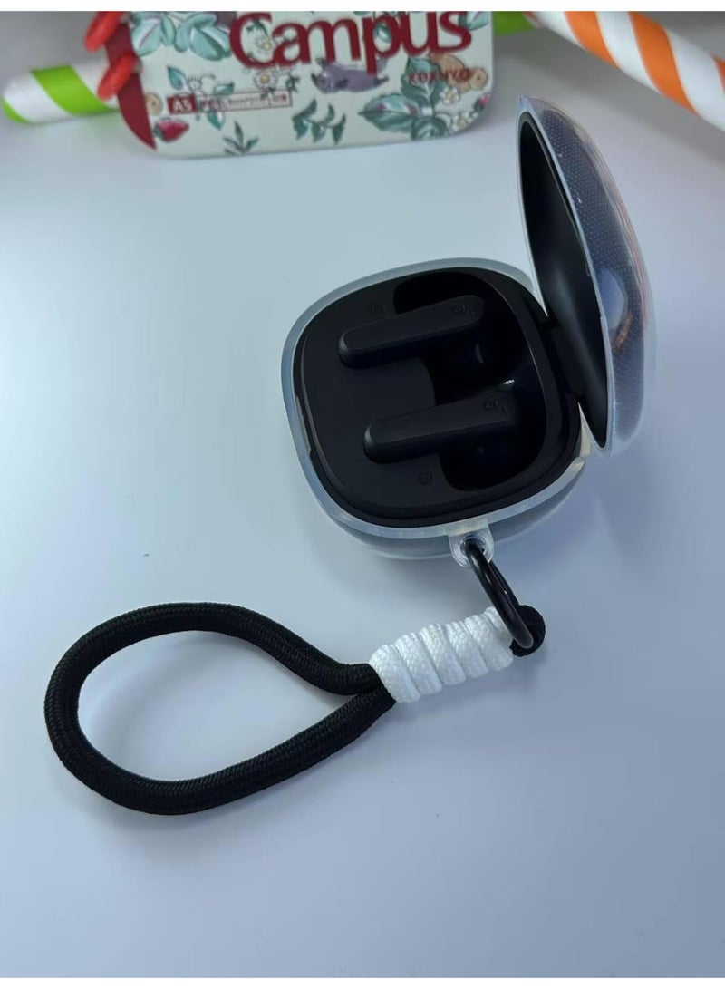 Clear Silicone Case for Soundcore by Anker R50i Case With Rope,Cover, Protective Skin by Anker R50i Headphones Headset (Clear with Rope) (EARBUDS NOT INCLUDED) (Black White) - Image 3