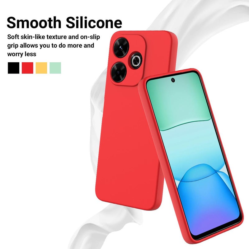 HuHa Case Cover For Redmi 13x 4G Solid Color Liquid Silicone Dropproof Full Coverage Phone Case(Red) - Image 3