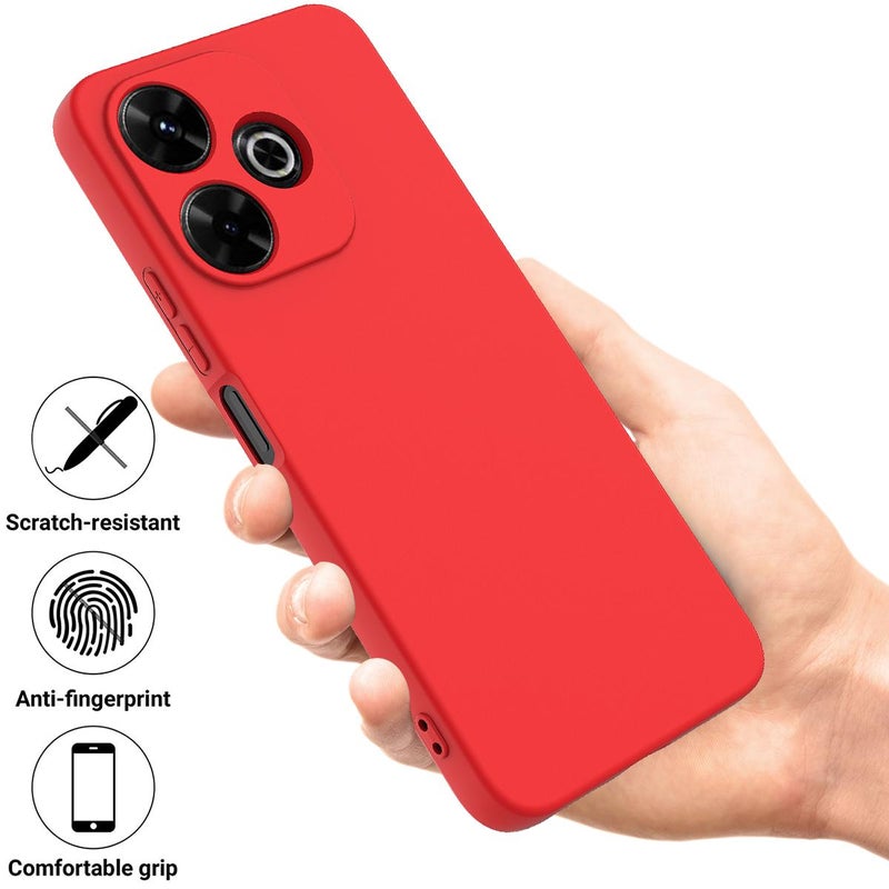 HuHa Case Cover For Redmi 13x 4G Solid Color Liquid Silicone Dropproof Full Coverage Phone Case(Red) - Image 2