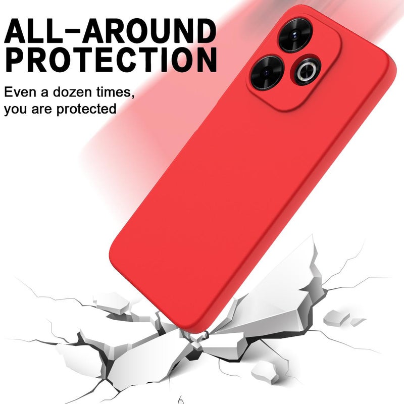 HuHa Case Cover For Redmi 13x 4G Solid Color Liquid Silicone Dropproof Full Coverage Phone Case(Red) - Image 5
