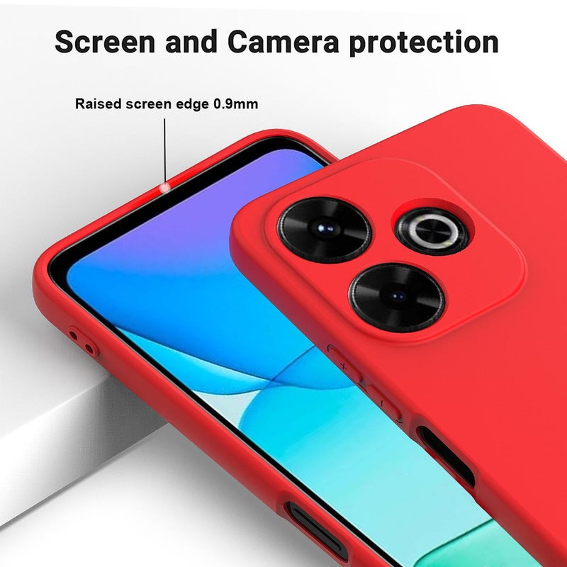 HuHa Case Cover For Redmi 13x 4G Solid Color Liquid Silicone Dropproof Full Coverage Phone Case(Red) - Image 4