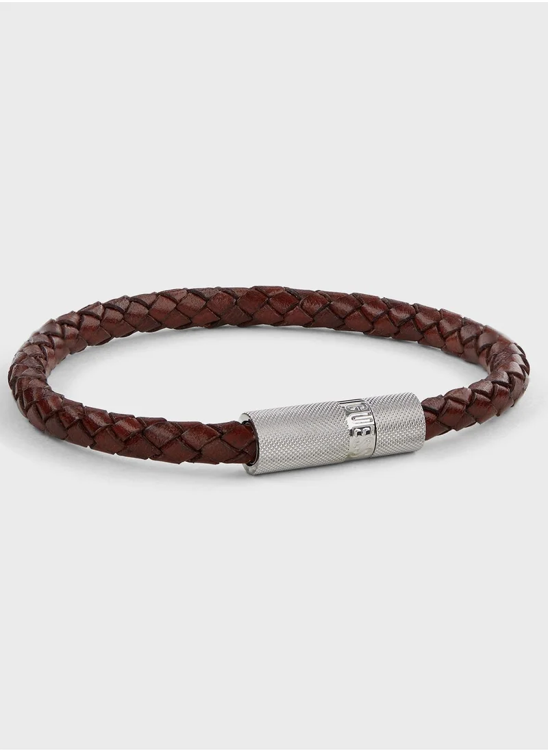 GUESS Casual Leather Round Screw Jack Bracelet