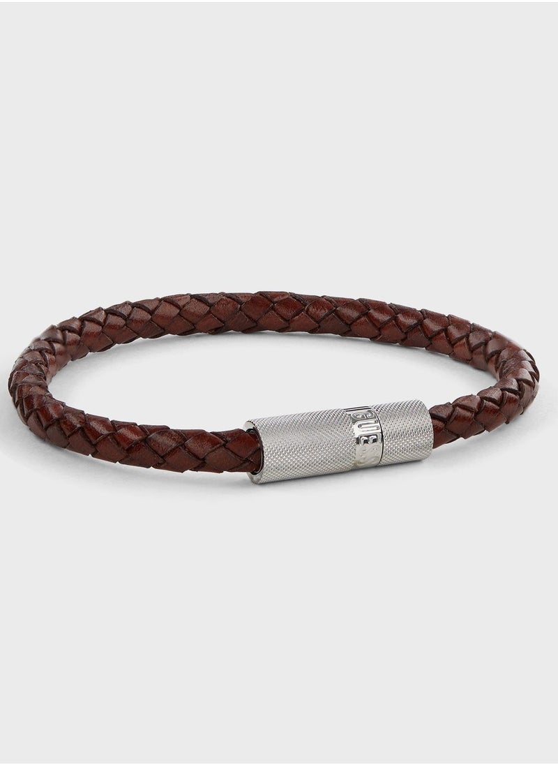GUESS - Casual Leather Round Screw Jack Bracelet - Image 1