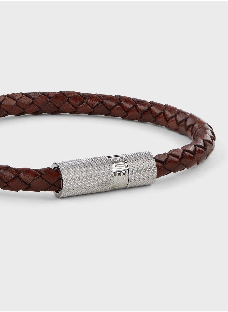 GUESS - Casual Leather Round Screw Jack Bracelet - Image 1