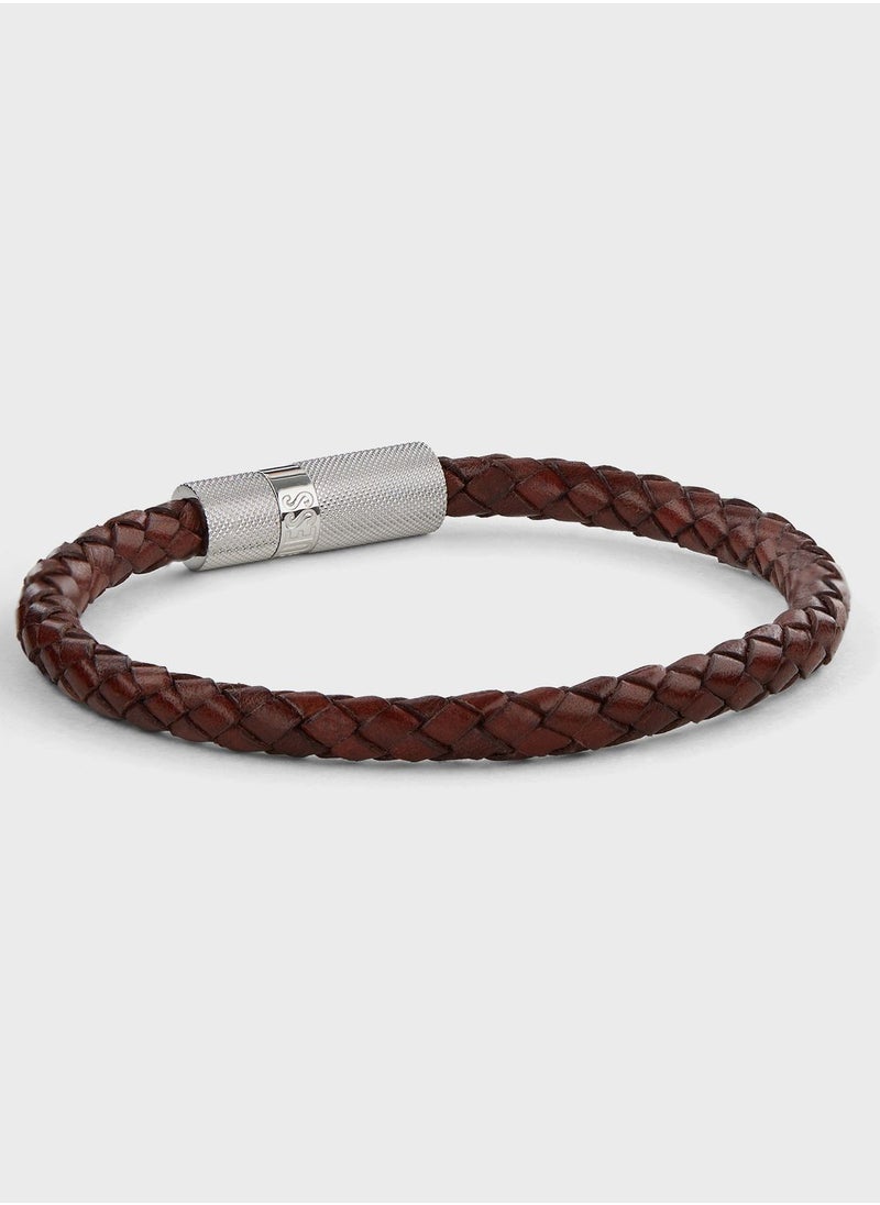 GUESS - Casual Leather Round Screw Jack Bracelet - Image 1