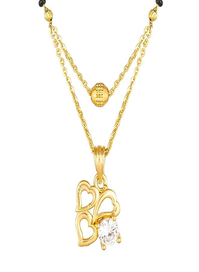 Aadita Latest Bridal Gold Plated and American Diamond Mangalsutra for Women (Golden) (DT2456MS) - Image 5