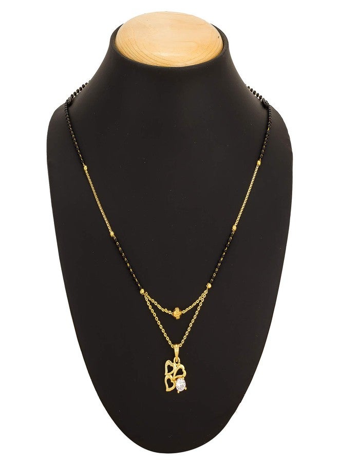 Aadita Latest Bridal Gold Plated and American Diamond Mangalsutra for Women (Golden) (DT2456MS) - Image 4