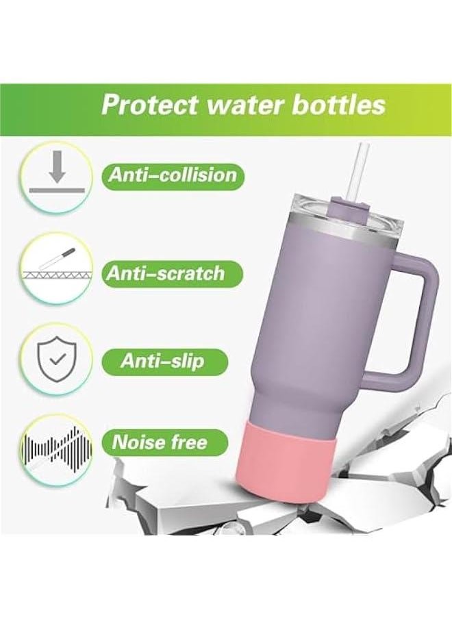 HOOKOR - 2Pcs Silicone Boot Sleeve for Stanley Quencher 40 oz 30 oz Tumbler with Handle & for IceFlow 20oz 30oz, Protective Water Bottle Cup Bottom Bumper Cover for Stanley Tumbler Accessories - Image 1