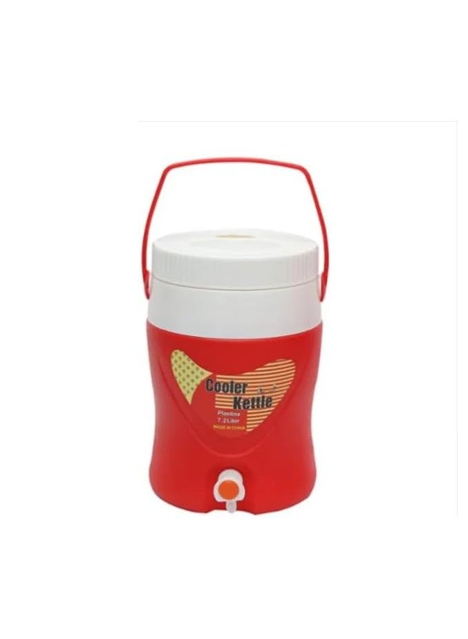 مجموعة من 4 مبرد مياه معزول من البلاستيك شديد التحمل يحافظ على البرودة سعة 0.4 لتر و1 لتر و2.2 لتر و7.2 لتر للسفر والنزهات احمر - Image 4