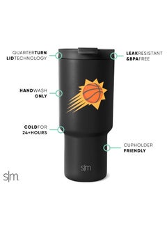 Simple Modern Simple Modern Officially Licensed NBA Suns 30 oz Tumbler with Flip Lid and Straws | Insulated Cup Stainless Steel | Gifts for Men Women | Trek Collection | Phoenix Suns  - Image 2