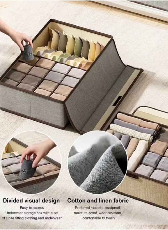 Generic Underwear Storage Box Underwear Drawer Organizer Dividers Foldable Fabric Closet Organizers and Storage, Dresser Drawer Dividers for Baby Clothes, Bra, Scarves, Belt, Tie（Grey）  - Image 4