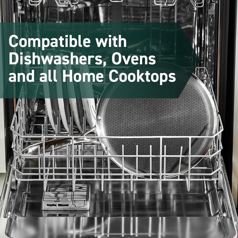 HexClad مقلاة هكسكلاد الهجينة غير اللاصقة، 12 بوصة، مقبض بارد، آمنة في غسالة الصحون والفرن، جاهزة للاستخدام مع الحث، متوافقة مع جميع أسطح الطهي - Image 5