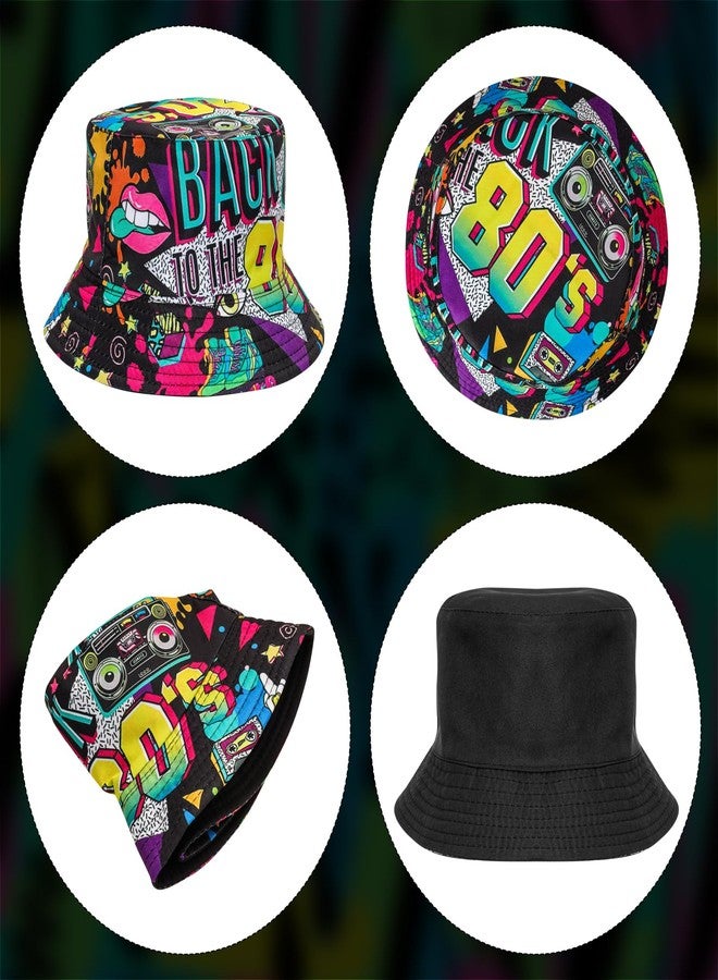 Fumwase Fashion 80s 90s Bucket-Hat Fishing-Hat Packable Fisherman Hat Rave Party Accessories Hat for Men Women Summer Beach Party Supplies Multi - Image 3