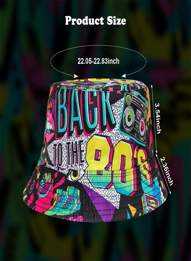 Fumwase Fashion 80s 90s Bucket-Hat Fishing-Hat Packable Fisherman Hat Rave Party Accessories Hat for Men Women Summer Beach Party Supplies Multi - Image 2