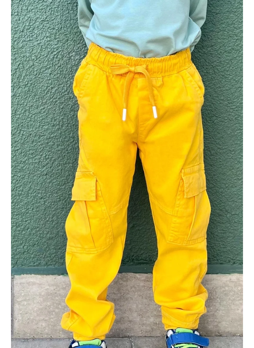 Breeze Boy's Jeans Pants with Elastic Waist and Pockets, Age 3-7, Yellow