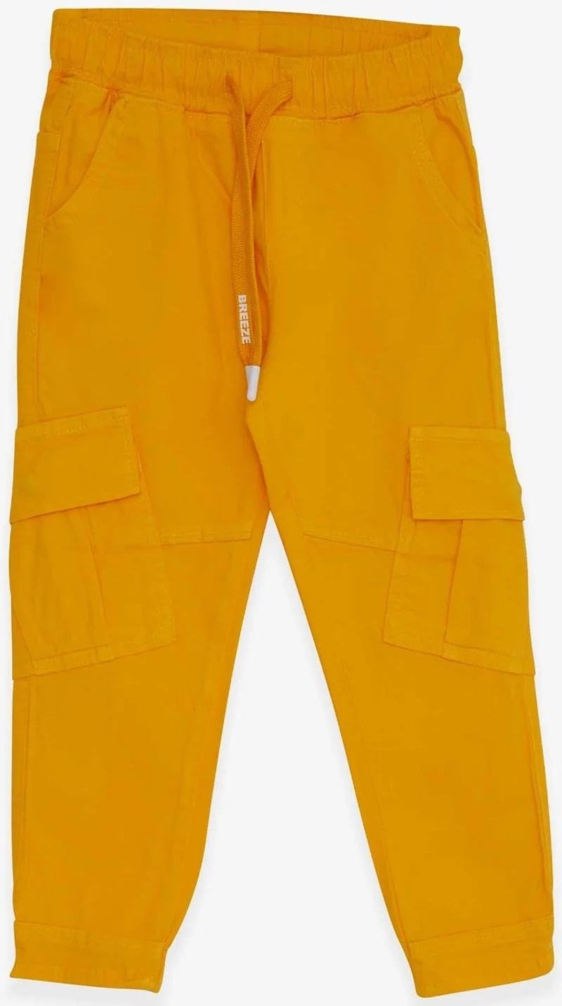 Breeze Boy's Jeans Pants with Elastic Waist and Pockets, Age 3-7, Yellow