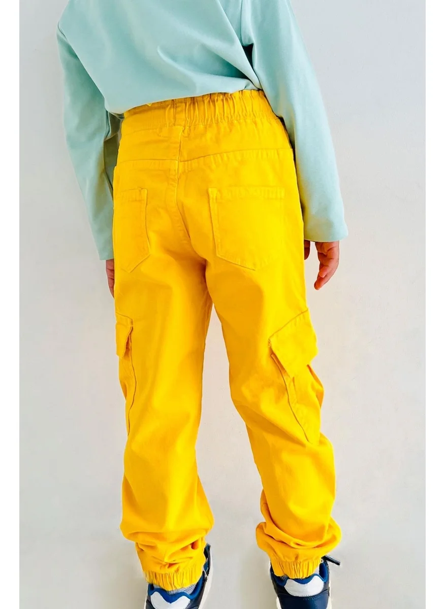 Breeze Boy's Jeans Pants with Elastic Waist and Pockets, Age 3-7, Yellow