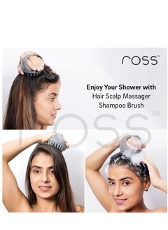 ROSS Scalp Massage Shampoo Brush with Soft Silicone Bristles Grey 2 Pack  - Image 3