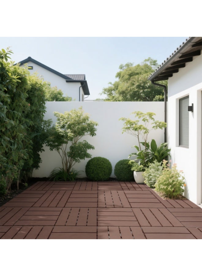 Plastic Interlocking Deck Tiles (44 PCS), 12x12 Inches Waterproof Outdoor Patio Flooring, Easy Snap Balcony Floor Tiles for Garden, Poolside, Backyard, Pathway, Indoor Use,Brown - Image 4
