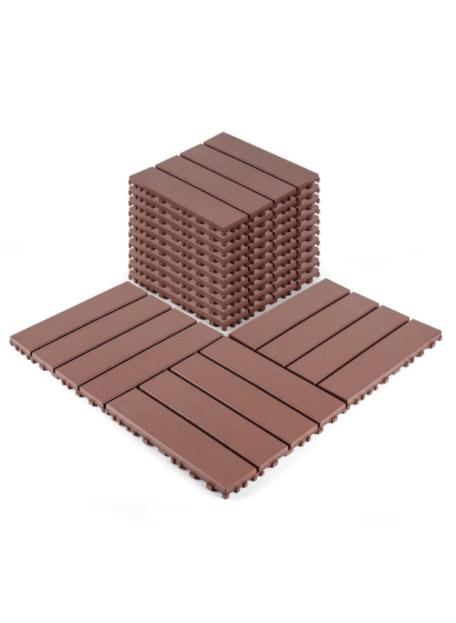 Plastic Interlocking Deck Tiles (44 PCS), 12x12 Inches Waterproof Outdoor Patio Flooring, Easy Snap Balcony Floor Tiles for Garden, Poolside, Backyard, Pathway, Indoor Use,Brown - Image 1