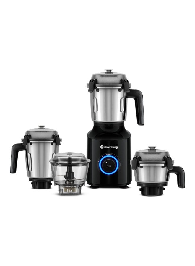 Atomberg Zenova Mixer Grinder | Unique Coarse Mode for Silbatta-like Texture | Intelligent BLDC Motor | Safety Features | 4 Jars including Chopper | Hands-Free Operation (Black) - Image 1