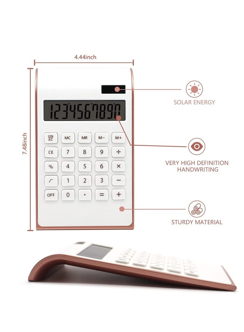 Rose Gold 10-Digit Solar Battery Desktop Calculator - Dual Power with Large LCD Display, Essential Office Supplies & Accessories - Image 2