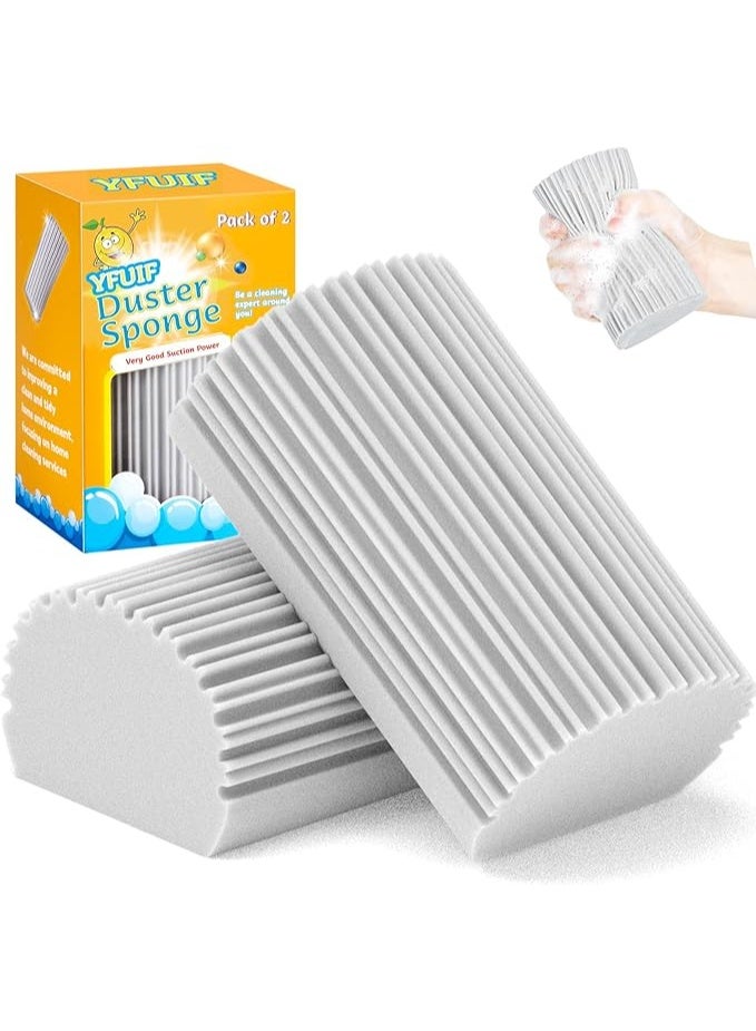 YFUIF 2-Pack Damp Clean Duster Sponges – Magic Eraser Baseboard & Surface Cleaning Tool, Multipurpose Dusters for Blinds, Glass, Vents, Railings, Mirrors, Window Tracks, and Faucets - Image 1