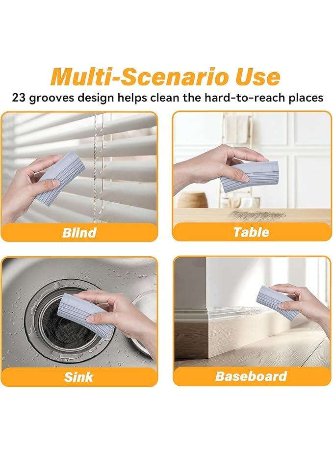 YFUIF 2-Pack Damp Clean Duster Sponges – Magic Eraser Baseboard & Surface Cleaning Tool, Multipurpose Dusters for Blinds, Glass, Vents, Railings, Mirrors, Window Tracks, and Faucets - Image 4