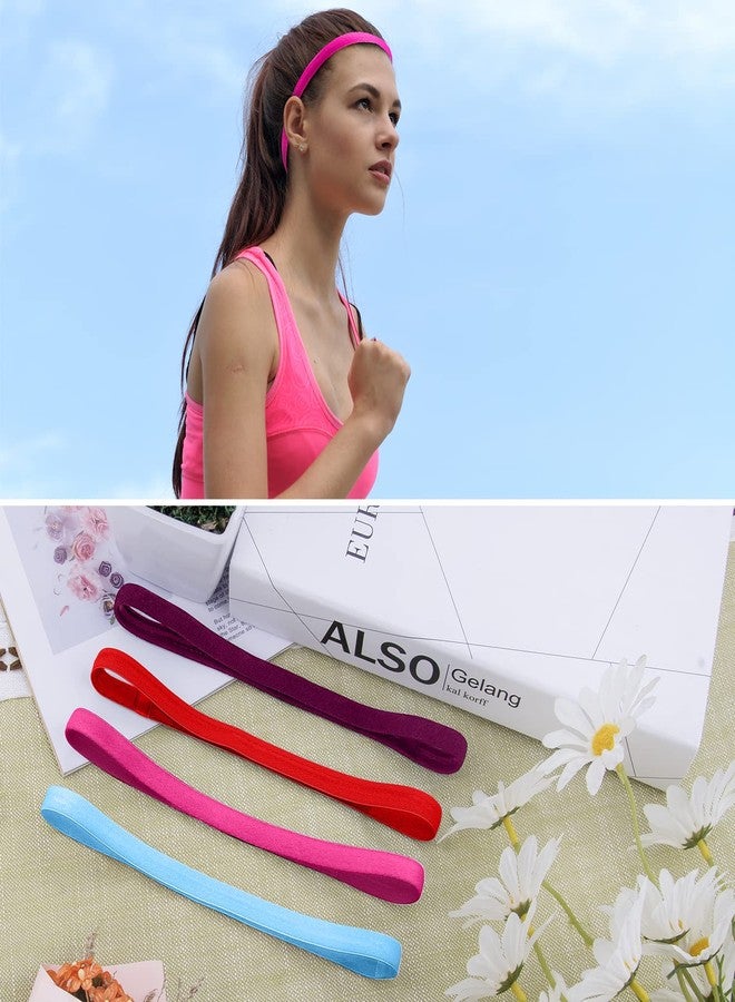 Duufin 20 Pieces Elastic Sport Headbands Non Slip Grip Elastic Headband Thin Colorful Workout Headbands for Women Men and Girls, 20 Colors - Image 4