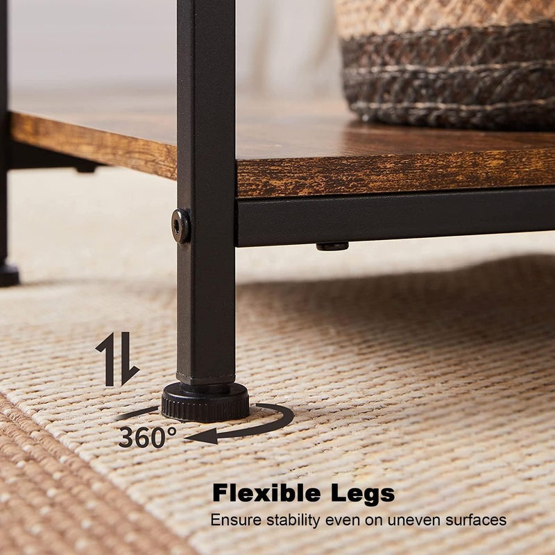Gogoya 3 Tiers Adjustable Console Table with Charging Station, Entryway Table, Coffee Corner with Storage Shelf and Power Outlet Entryway Table for Couch Hallway Entrance Living Room (Brown) - Image 4