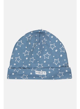 Cool Club Toddlers Girl Allover Print Beanie, Slate Blue  - Image 1