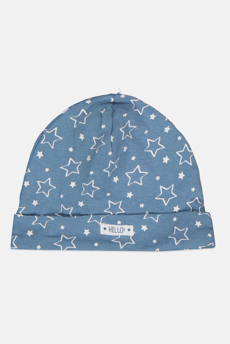 Cool Club Toddlers Girl Allover Print Beanie, Slate Blue  - Image 1