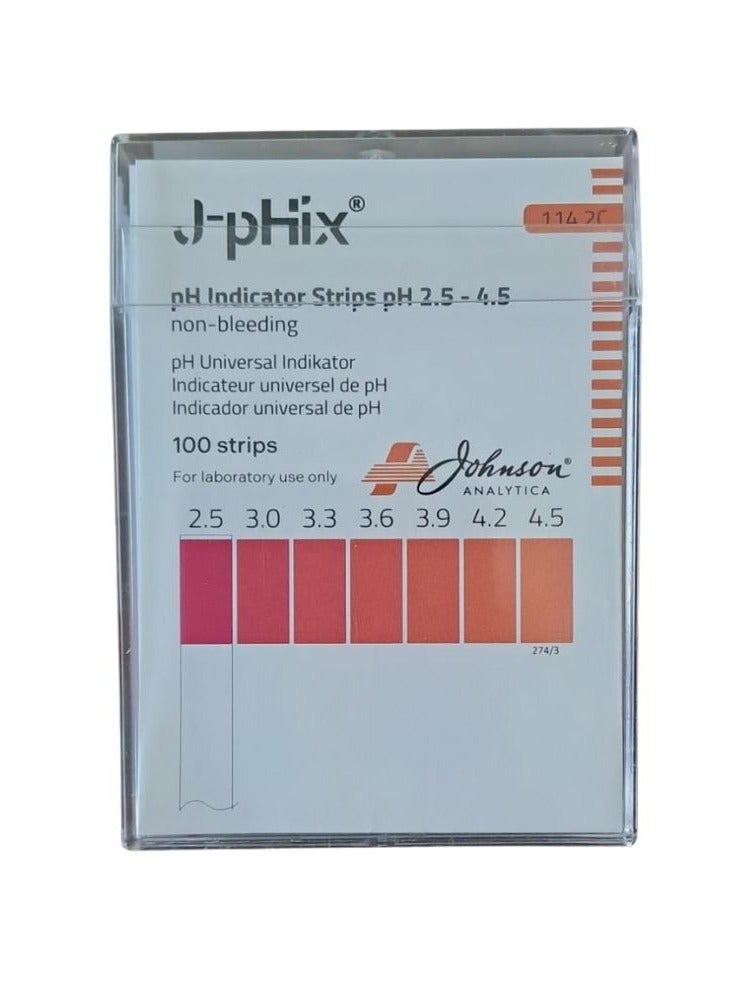 JONSON TEST PAPERS 114.2C Johnson, pH indicator strips, pH 2.5 - 4.5, 100/Pack