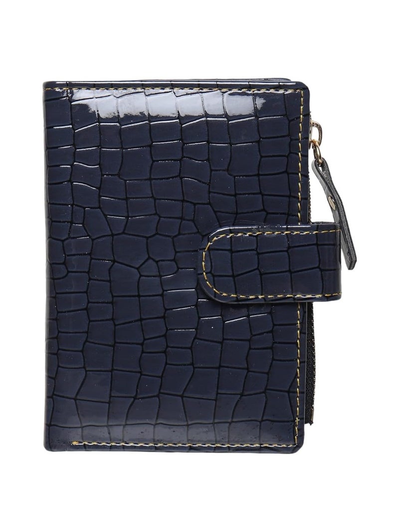 SAMTROH Small Women's Wallet -PU Leather Multi Wallets | Credit Card Holder | Coin Purse Zipper -Small Secure Card Case/Gift Wallet for Women and Girls (Tan Textured) (Blue) - Image 1