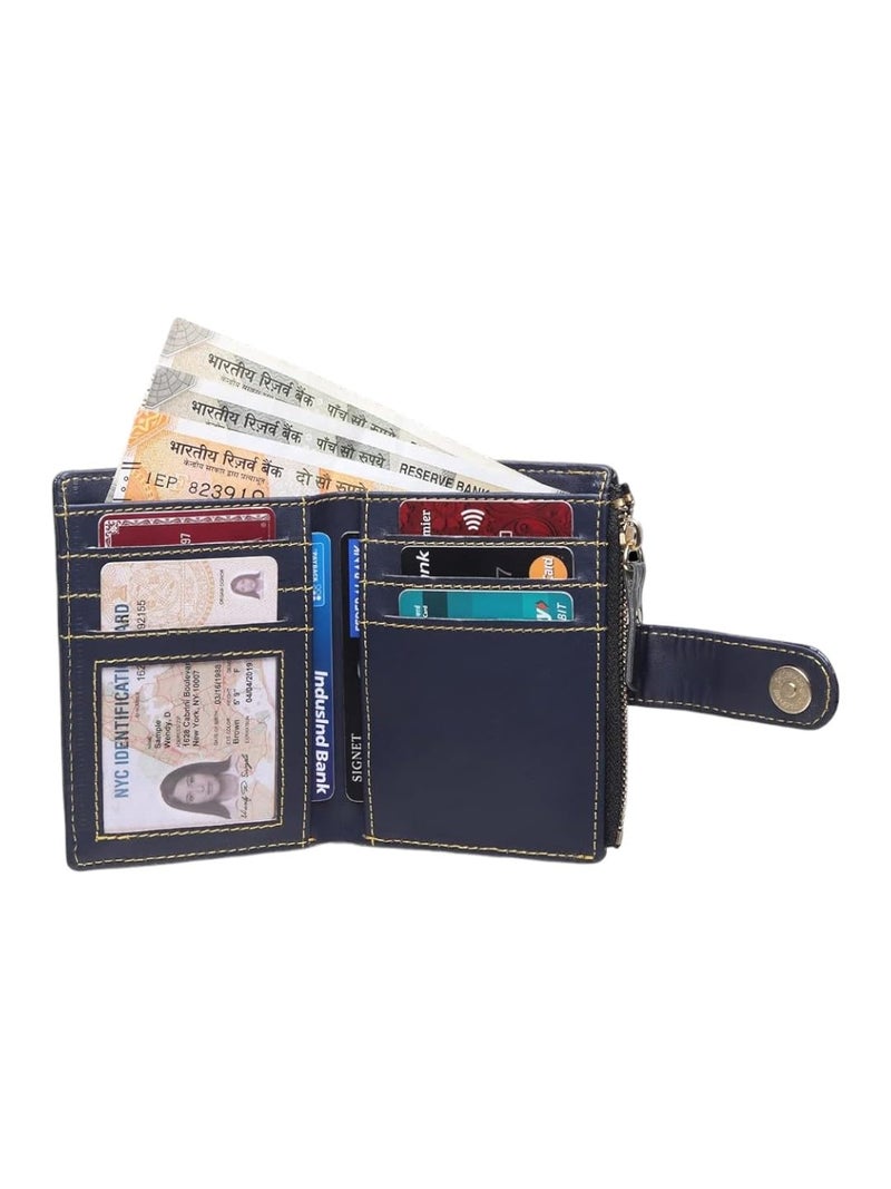SAMTROH Small Women's Wallet -PU Leather Multi Wallets | Credit Card Holder | Coin Purse Zipper -Small Secure Card Case/Gift Wallet for Women and Girls (Tan Textured) (Blue) - Image 3