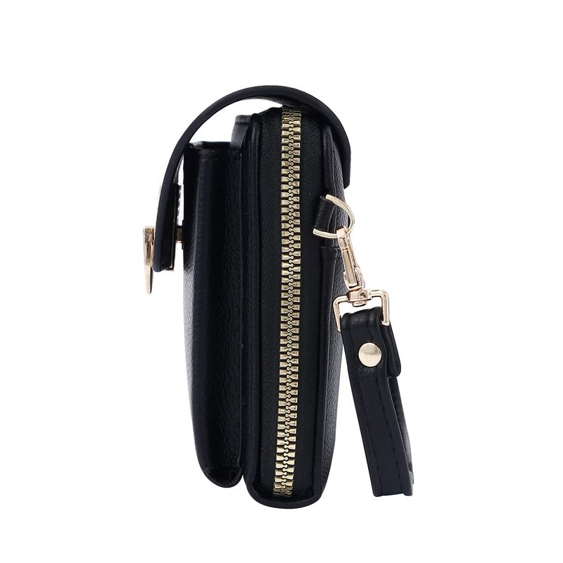 EVVE Small Crossbody Shoulder Bag For Women, Cell Phone Wallet Purse with Multiple Card Slots | Black - Image 3