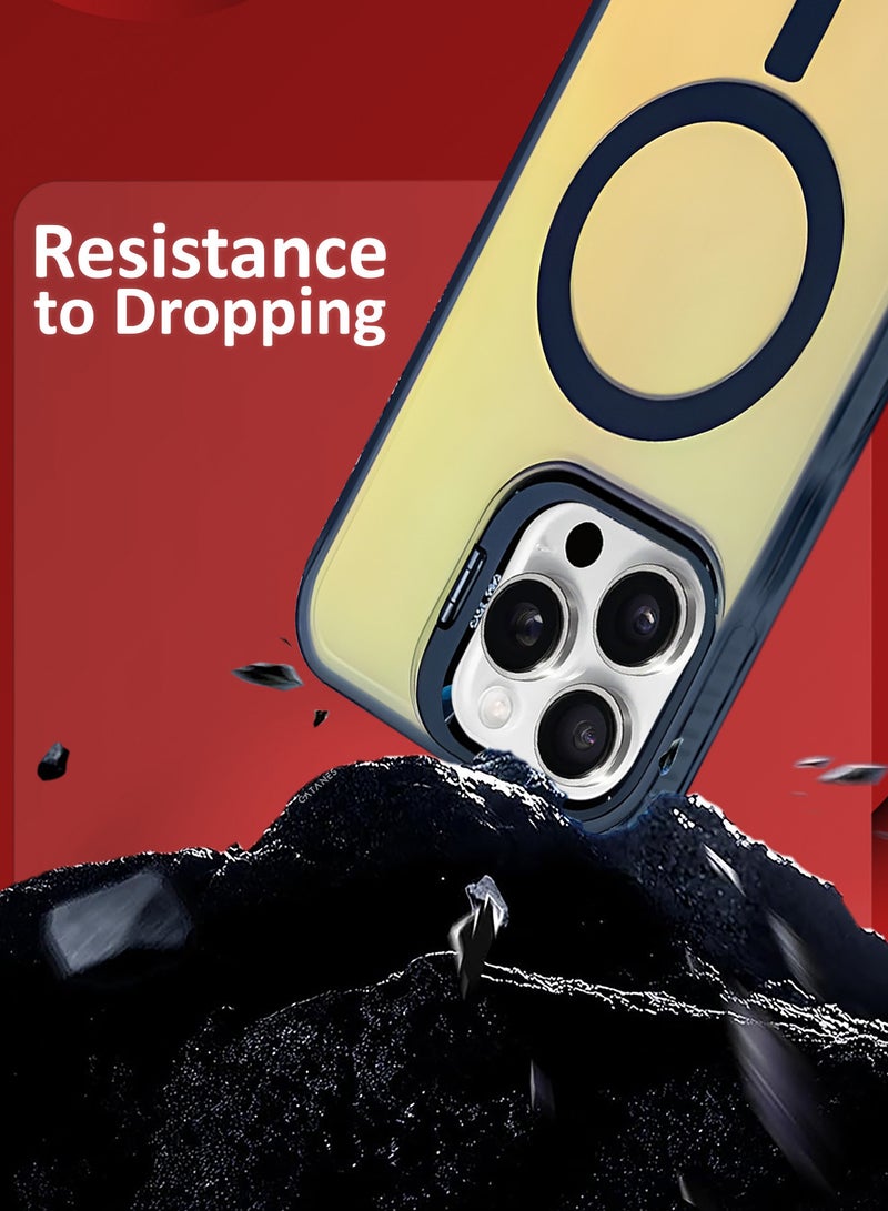 CATANES ( iPhone 16 Pro Max ) Case, Gradient Holographic Iridescent MagSafe Case,Kickstand Case Cover / Holographic Deep Blue Colour - Image 3