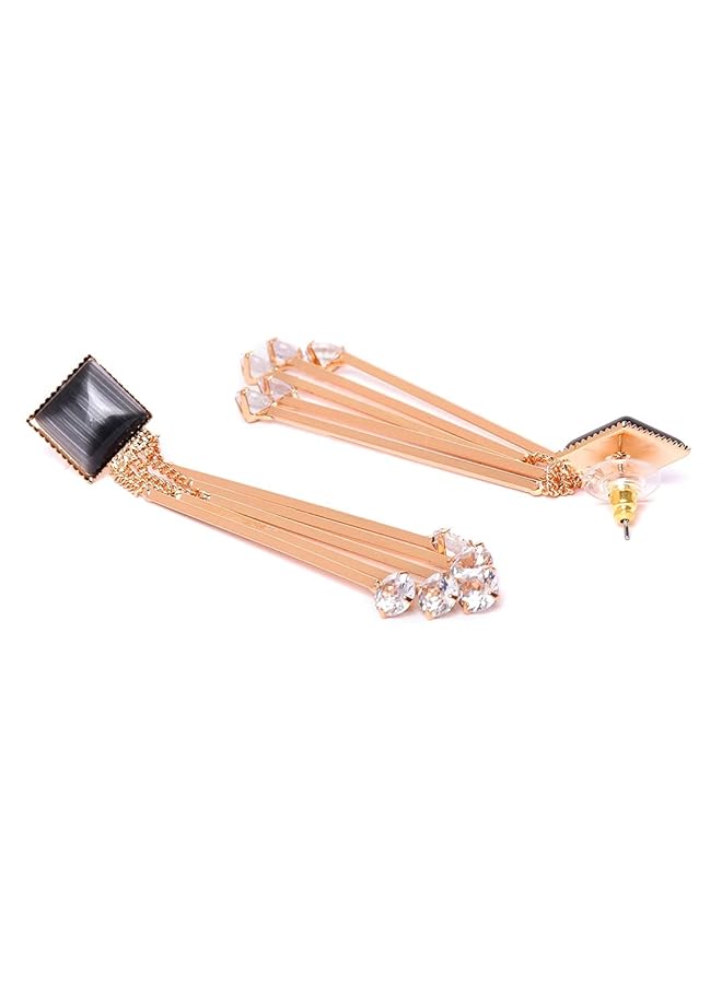 YouBella Jewelery Crystal Gold Plated Dangler Earrings For Girls And Women Black Gold Plated - Image 5