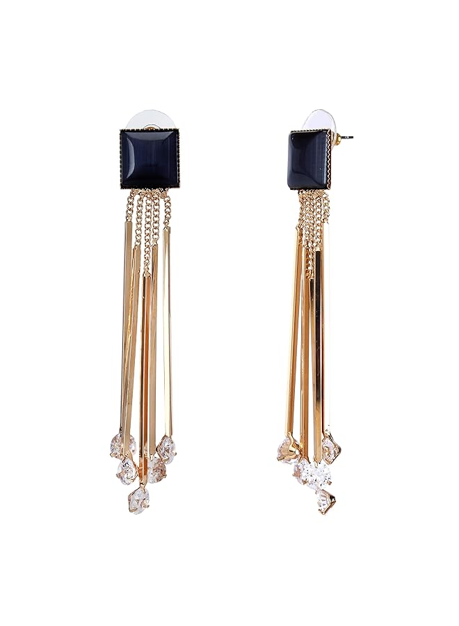 YouBella Jewelery Crystal Gold Plated Dangler Earrings For Girls And Women Black Gold Plated - Image 2